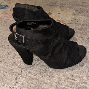 Black suede wedges